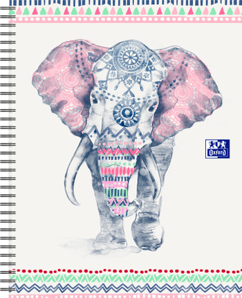 3020120164229 - Oxford Boho Chic spiraalblok A4+  ruit Olifant